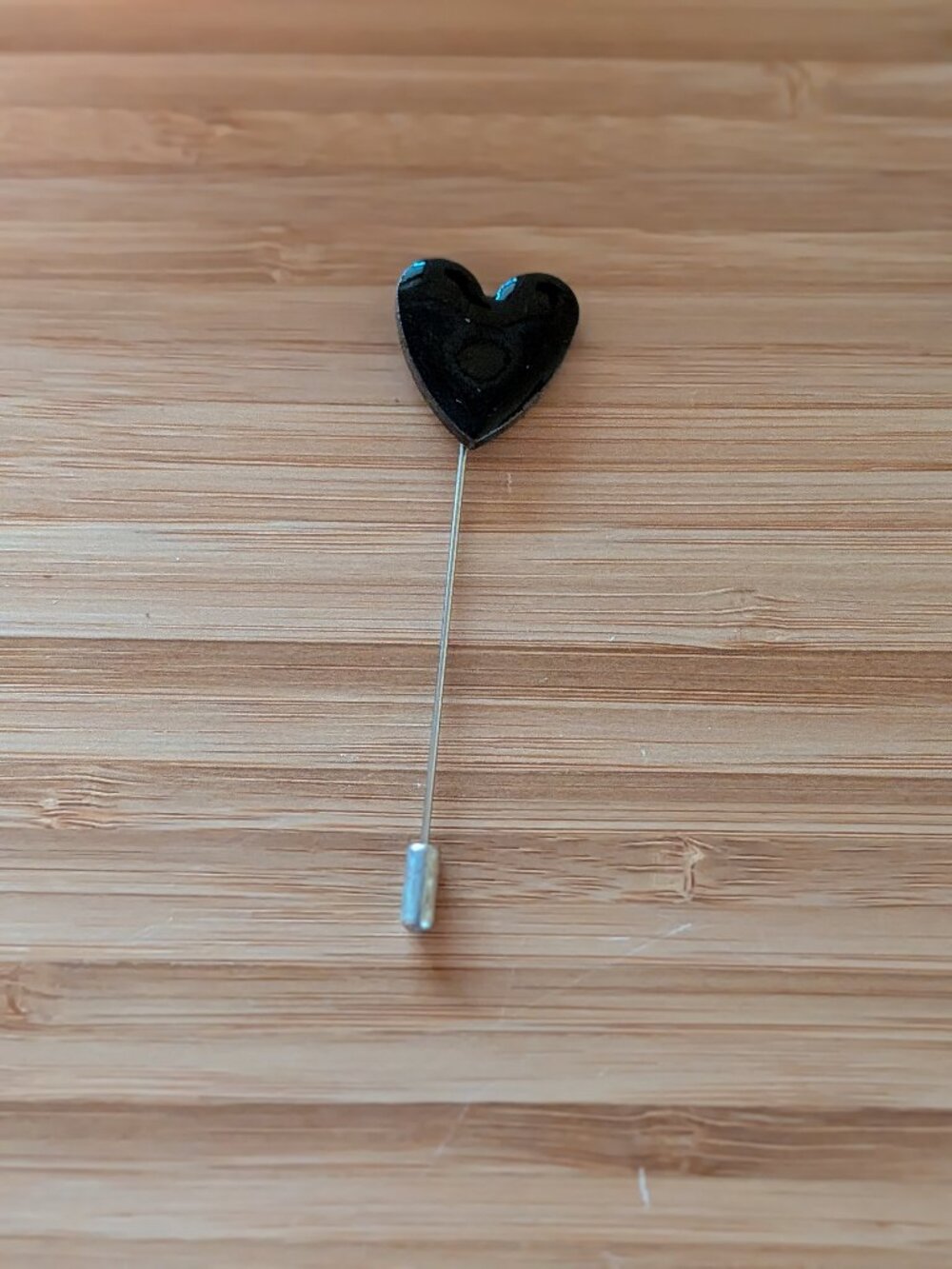 Black Heart Ceramic Stick Pin